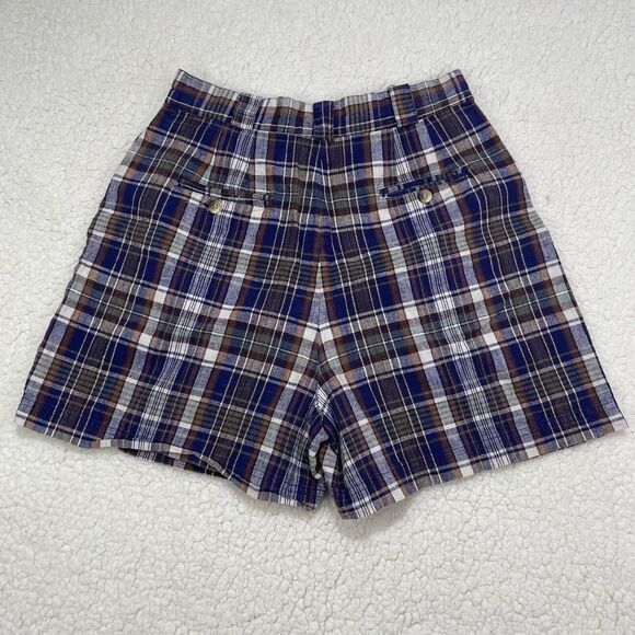 Vintage Womens Size 9/10 Plaid Shorts Linen Blend Pleated High Waisted 90s Mom - Picture 5 of 5